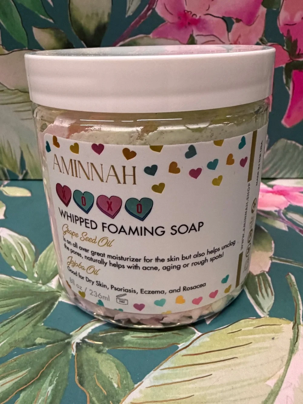 Aminnah XOXO Whipped Foaming Soap 8oz Valentine Hearts Limited Edition